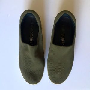 Opening Ceremony Army Olive Green Platform Slip on sneakers sz US 7 EU 37